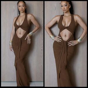 Waterfall Brown Maxi Dress